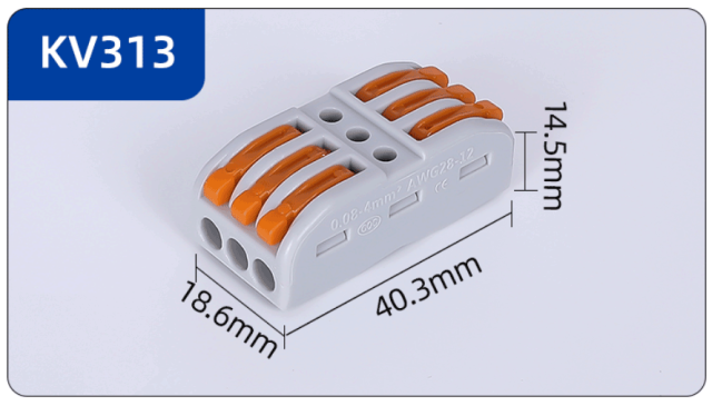 Spring lever terminal block electric cable wire connector