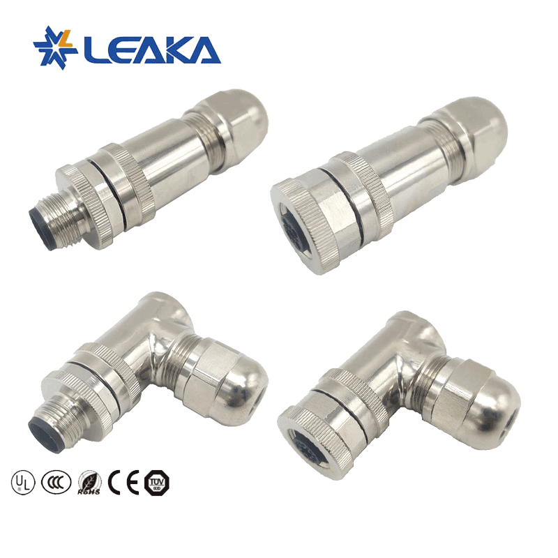 M12 Metal Straight Angle Male & Female Shielded Connector