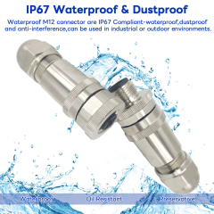 M12 Metal Straight Angle Male & Female Shielded Connector