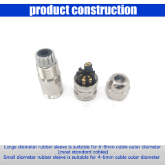 M12 Metal Straight Angle Male & Female Shielded Connector