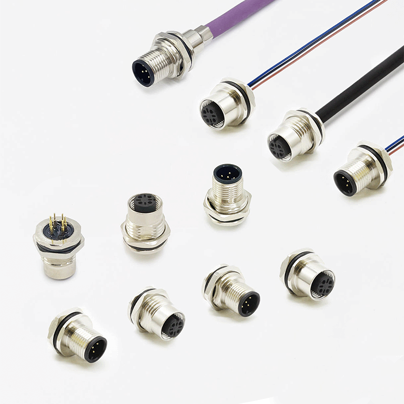 M12 industrial bulkhead socket connector