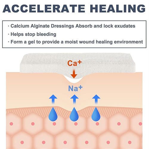 Alginate Dressing In Sheet, size 10 cm x 10 cm / 4"x 4", Advanced Wound Care Solution, Suitable for cuts and lacerations, Post Surgical Wounds
