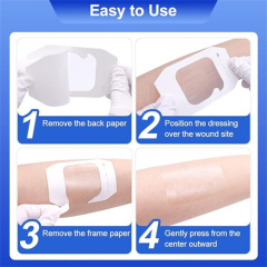 Transparent Film Dressing-Size 6 x 7 cm-Paper Frame Style- Waterproof breathable Wound care Adhesive Bandage