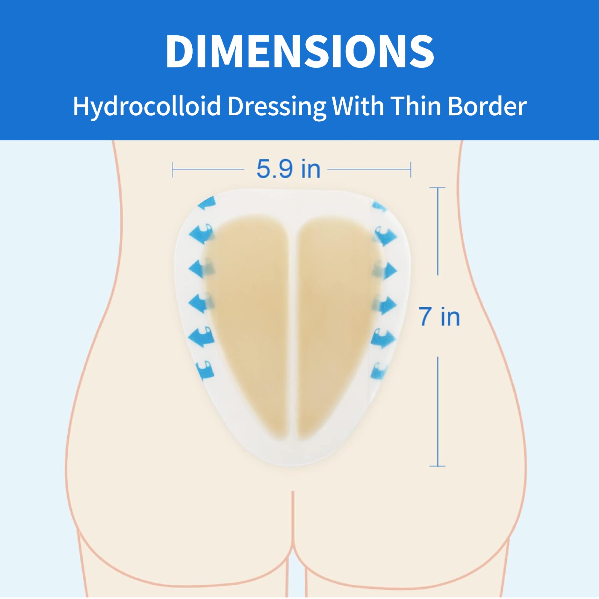Sacral hydrocolloid dressing, size 15 cm x 18 cm, aesidhve bordered hydrocolloid bandage