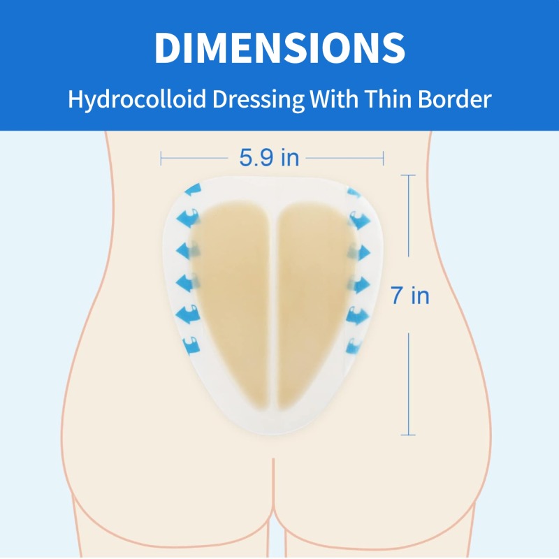 Sacral hydrocolloid dressing, size 15 cm x 18 cm, aesidhve bordered hydrocolloid bandage