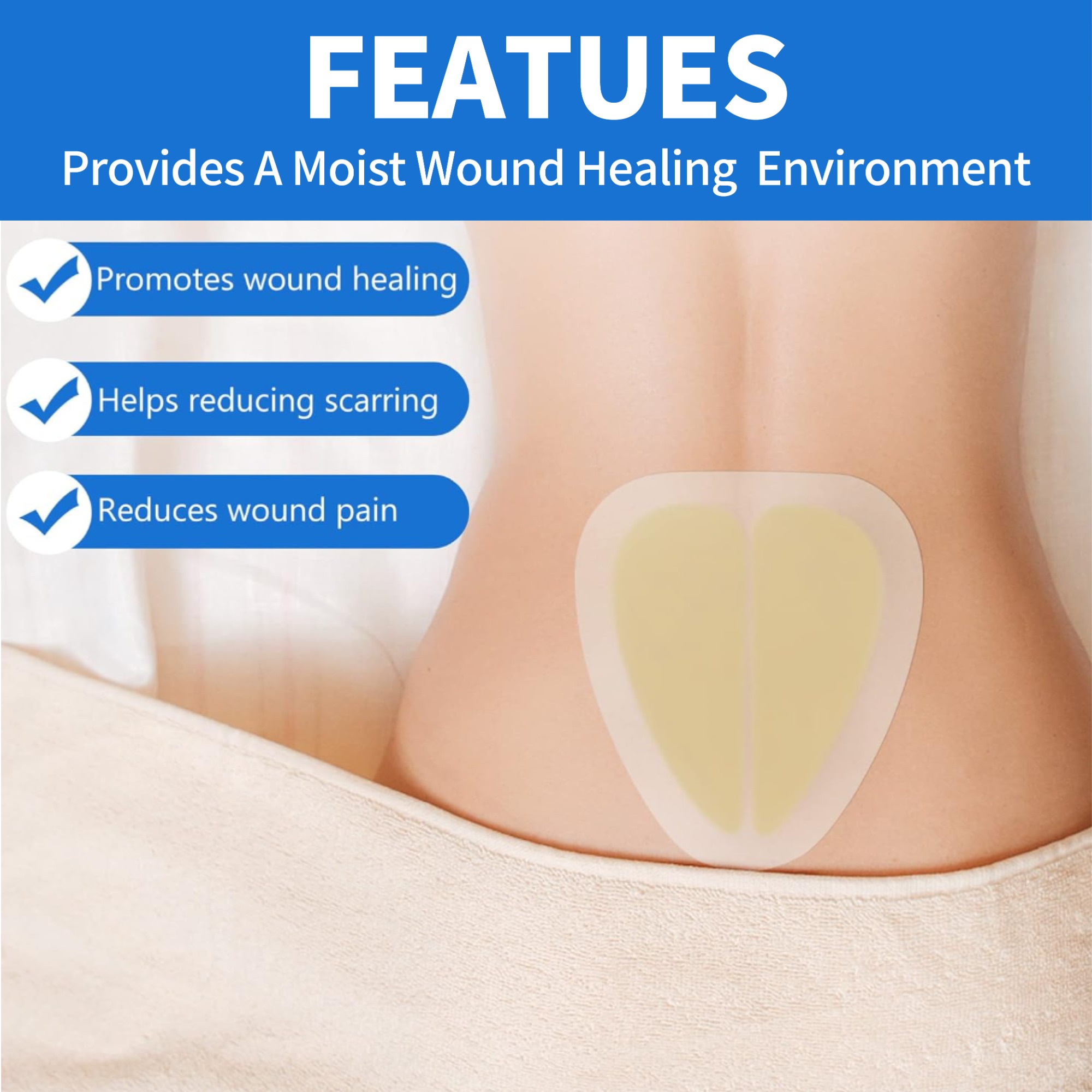 Sacral hydrocolloid dressing, size 15 cm x 18 cm, aesidhve bordered hydrocolloid bandage