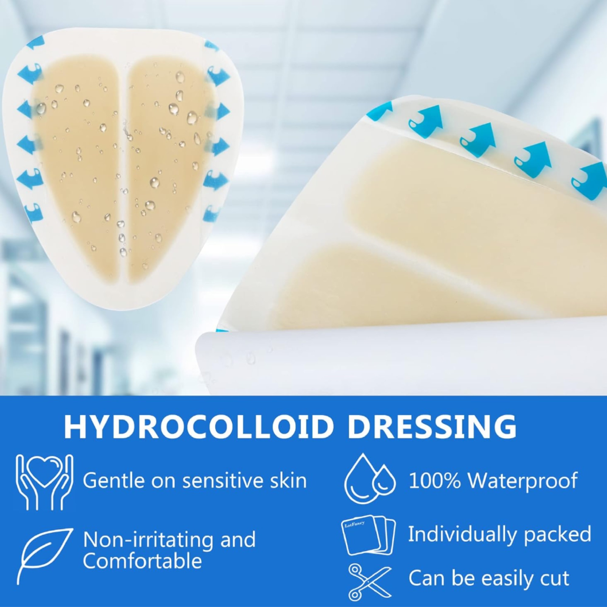 Sacral hydrocolloid dressing, size 15 cm x 18 cm, aesidhve bordered hydrocolloid bandage