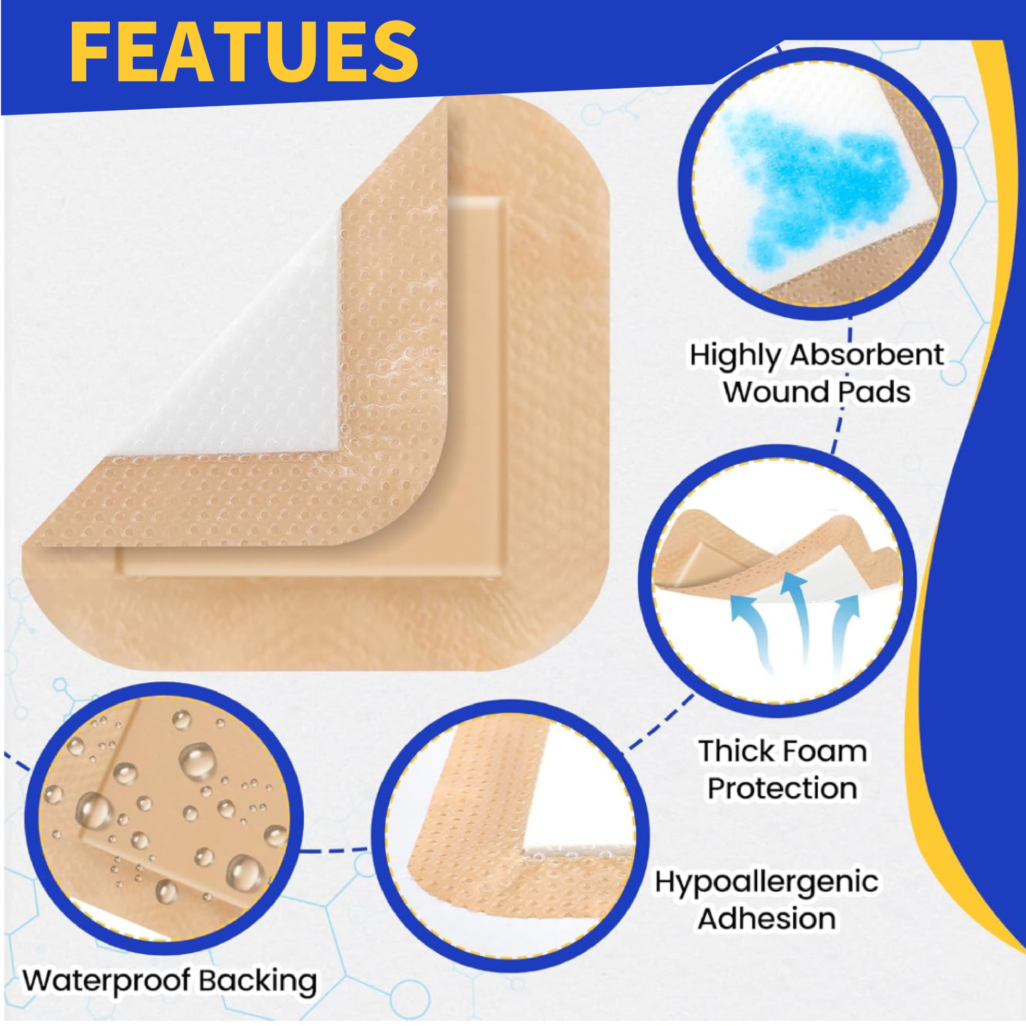 Silicone Adhesive Foam Dressing With Border, Size 10 cm x 10 cm / 4'' x 4'', Advanced Wound Care Solution