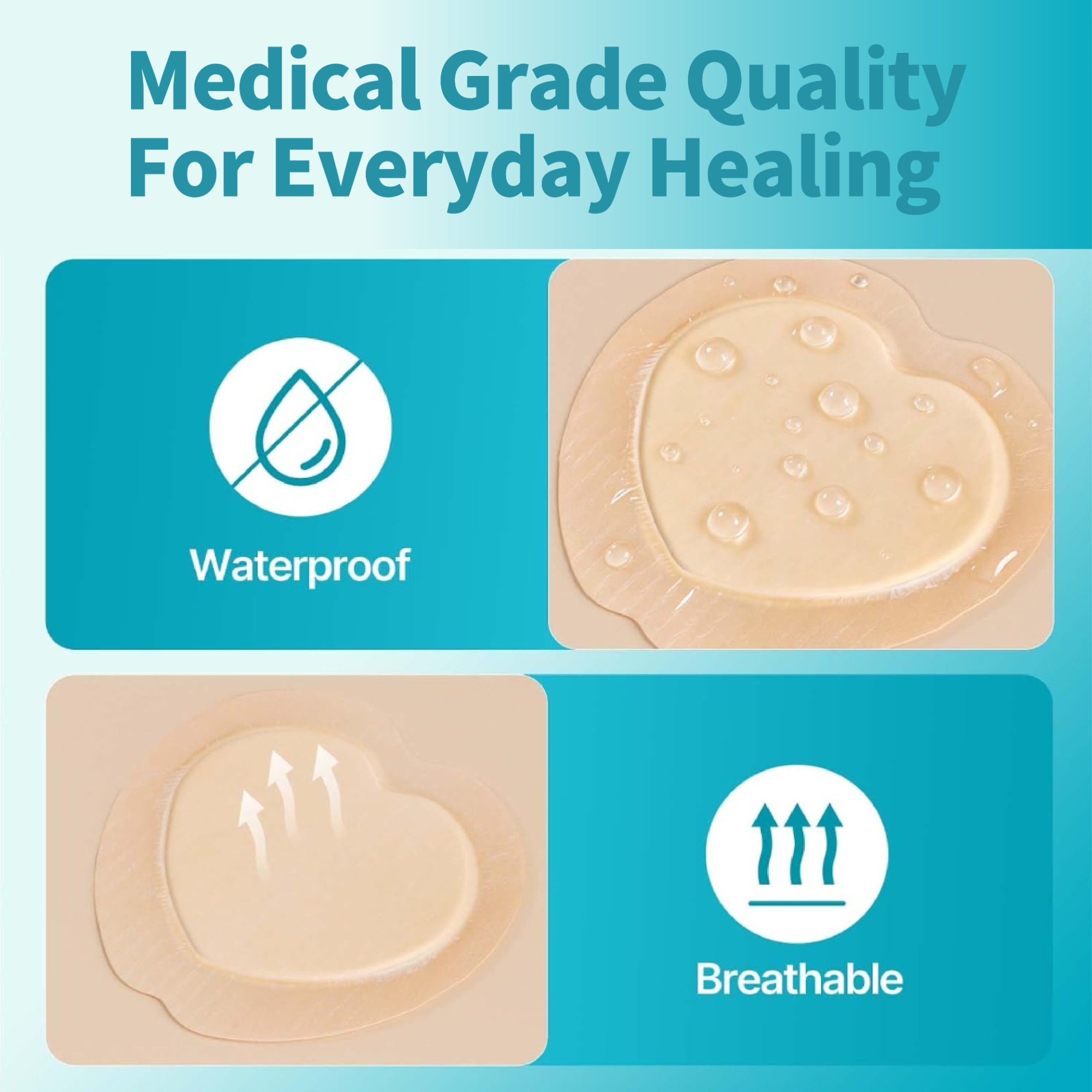 Sacral Foam Dressing 18 cm x 18 cm (7" x 7"), Silicone Foam Dressing with Border