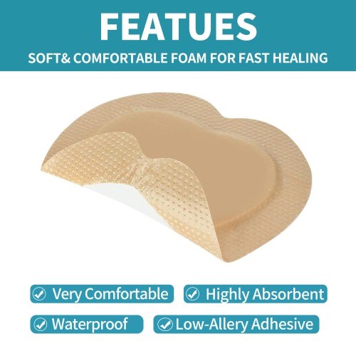 Sacral Foam Dressing 18 cm x 18 cm (7" x 7"), Silicone Foam Dressing with Border