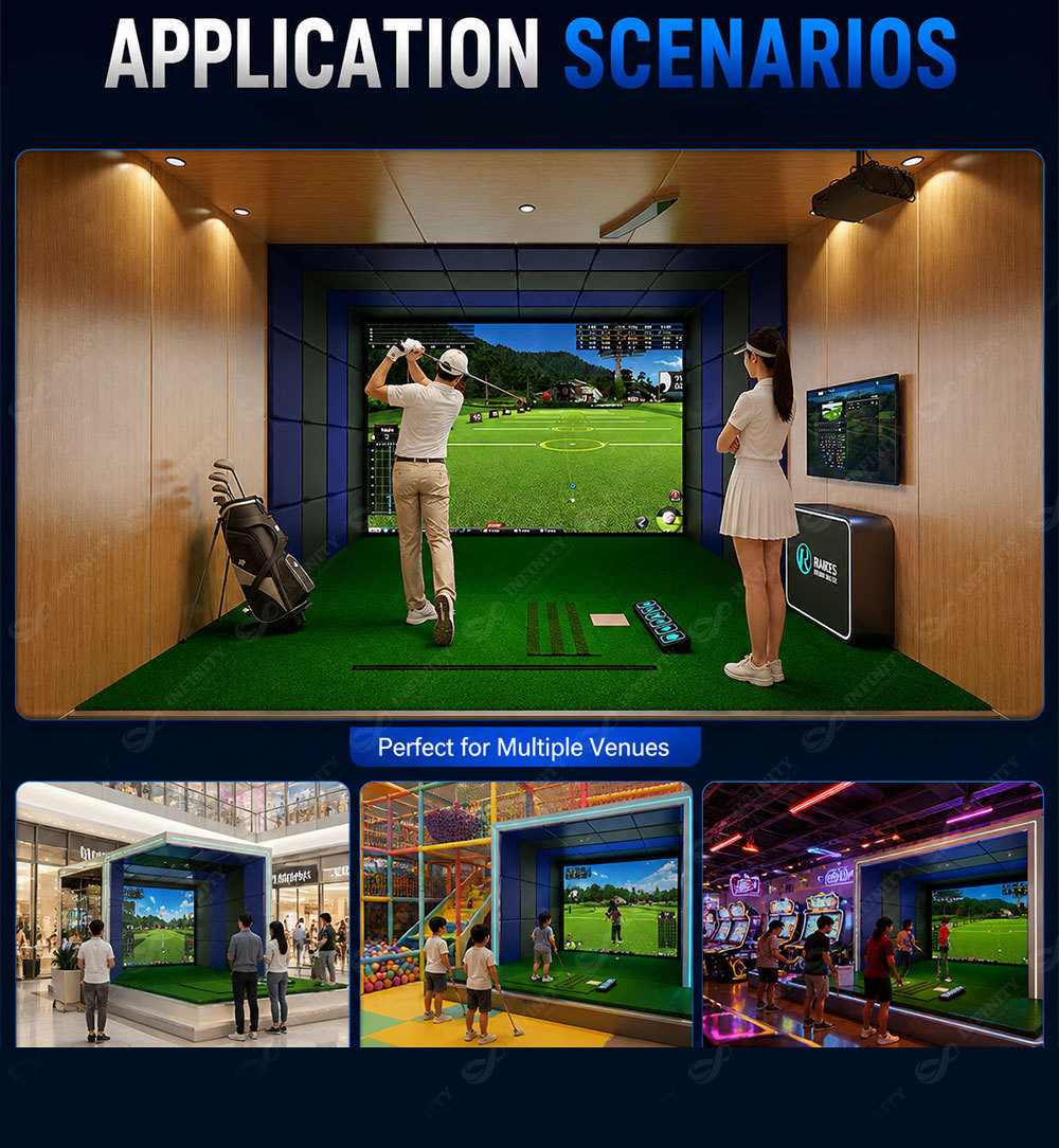 Professional Training Commercial Use Indoor AR Golf Simulator Full Set With High-Speed Camera Detector 4K Laser Projector