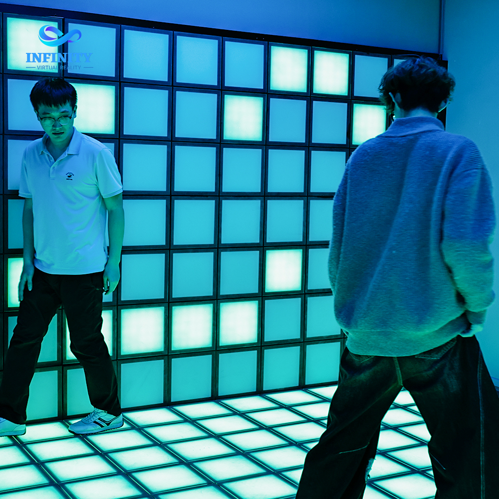Infinity Grid LED Dance Floor Game, Interactive Light up Jumping Tiles for Party Room & Event Rental, Multiplayer Challenge Game
