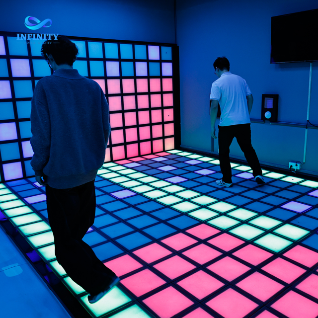 Infinity Grid LED Dance Floor Game, Interactive Light up Jumping Tiles for Party Room & Event Rental, Multiplayer Challenge Game