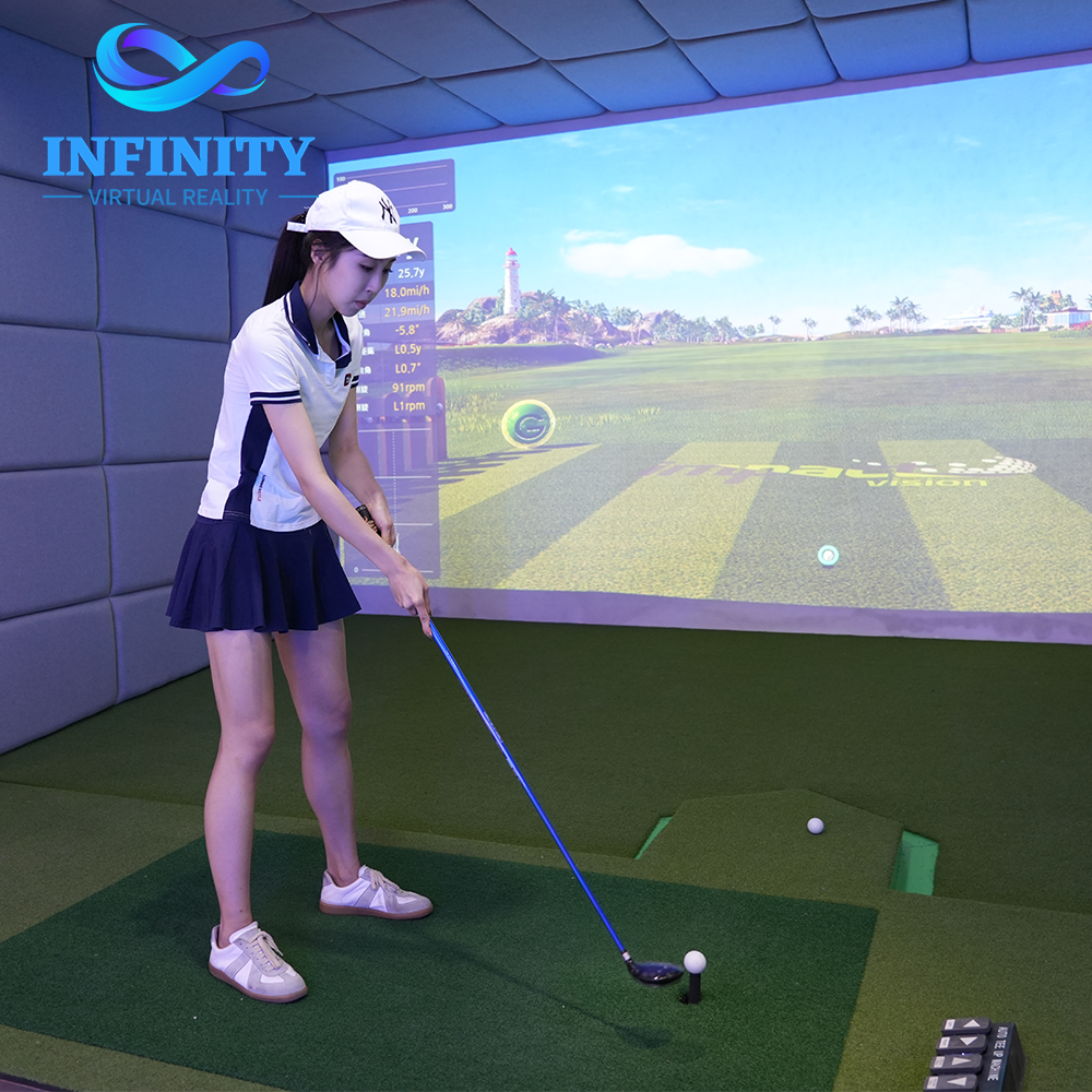 Professional Training Commercial Use Indoor AR Golf Simulator Full Set With High-Speed Camera Detector 4K Laser Projector
