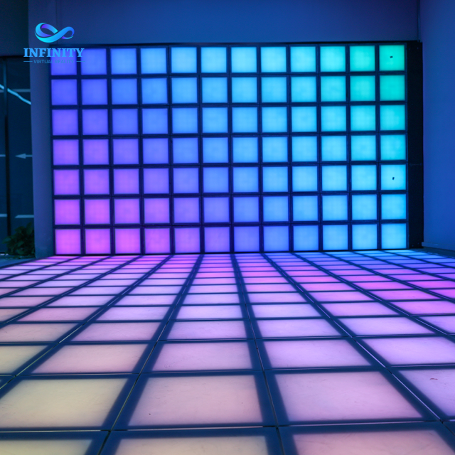 Infinity Grid LED Dance Floor Game, Interactive Light up Jumping Tiles for Party Room & Event Rental, Multiplayer Challenge Game