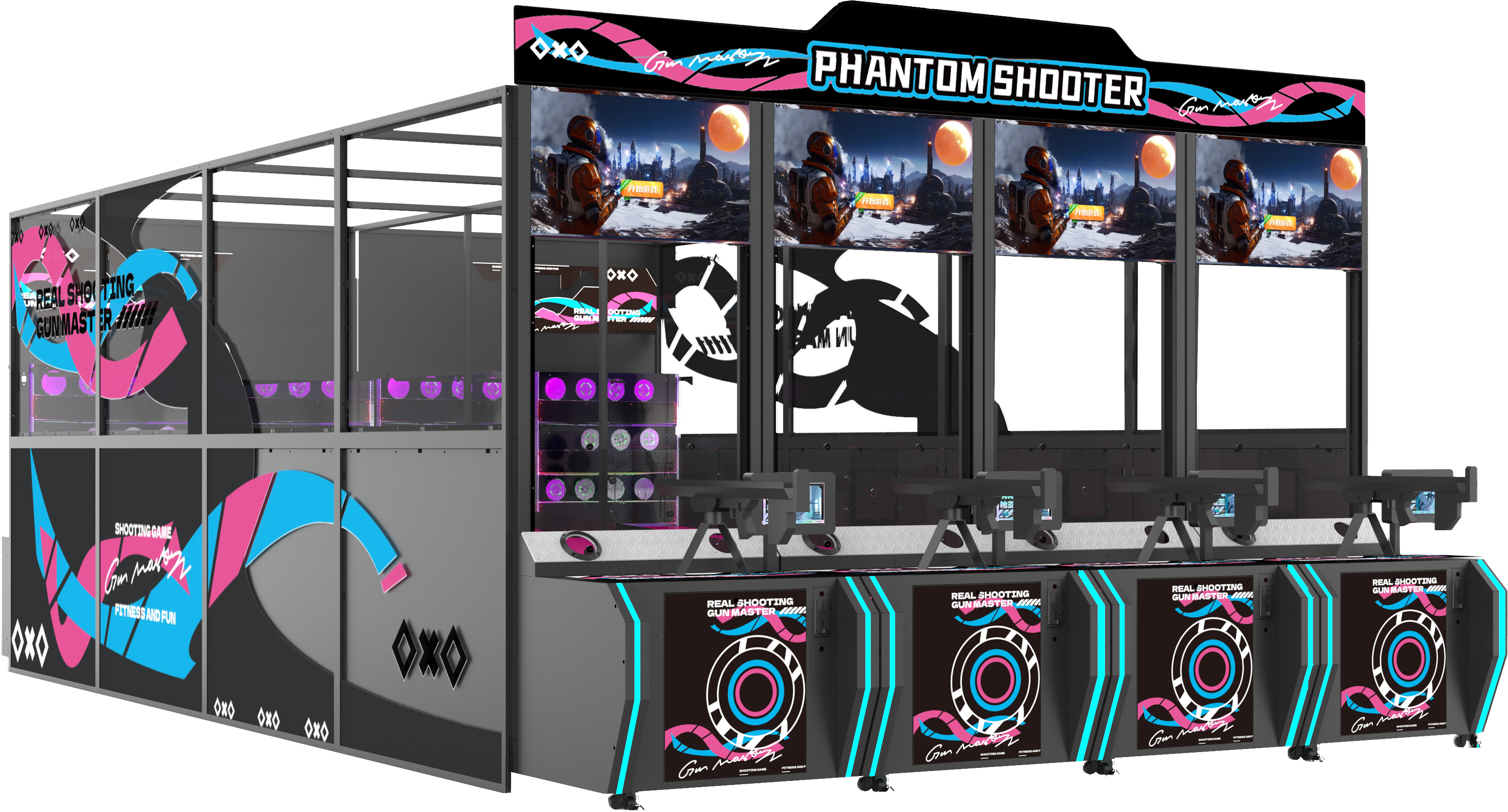 Automatic Rubber Bullet Shooting Machine for Full Venue Solution - Self-Loading & Moving Targets - Ideal for Interactive Gaming Zones - C4