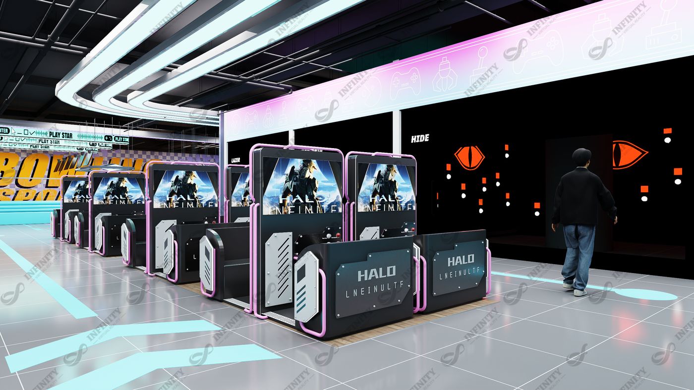 3D visualization of video game stations and arcade machines