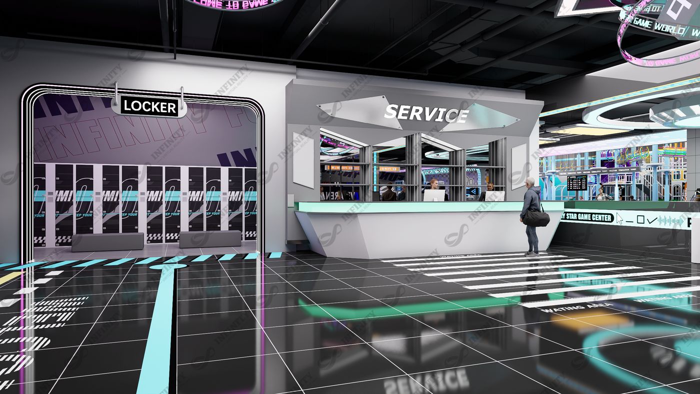 3D visualization of reception and ticketing