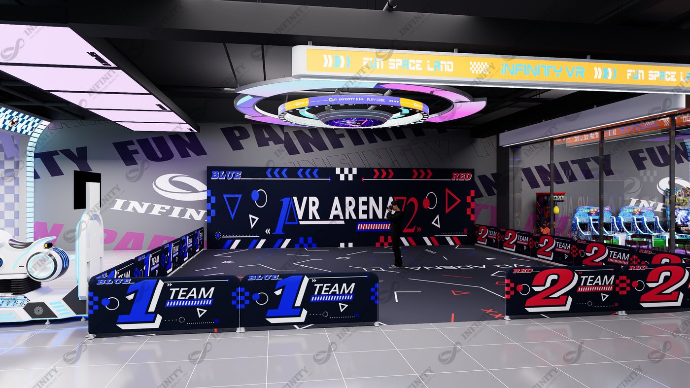 3D visualization of the free-roam VR arena