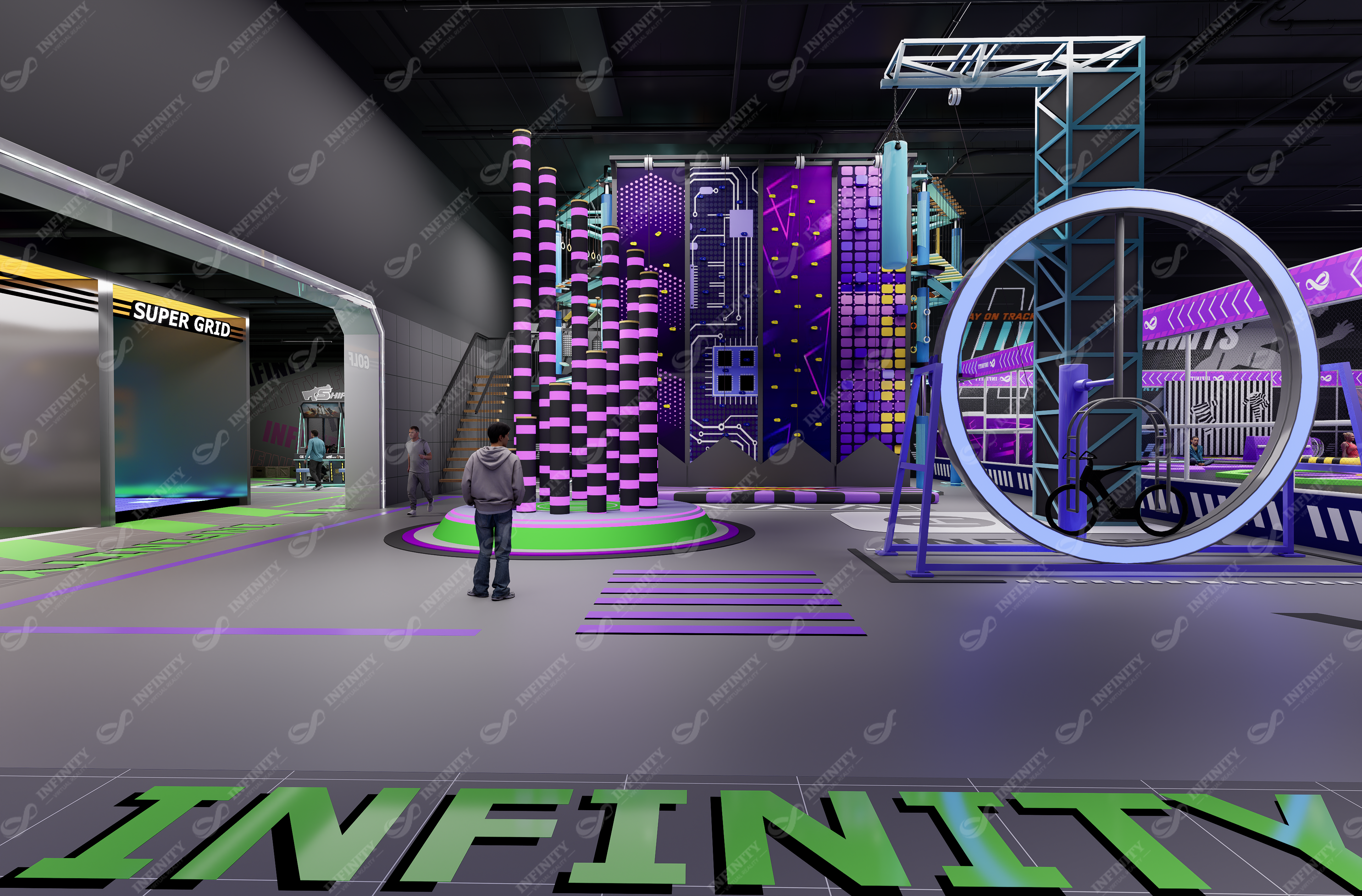 Spain climbing and adventure concept with vertical climbing panels and challenge structures
