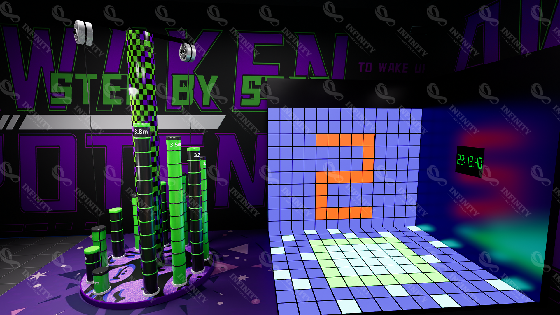 Australia LED floor and wall grid game concept beside a climbing feature