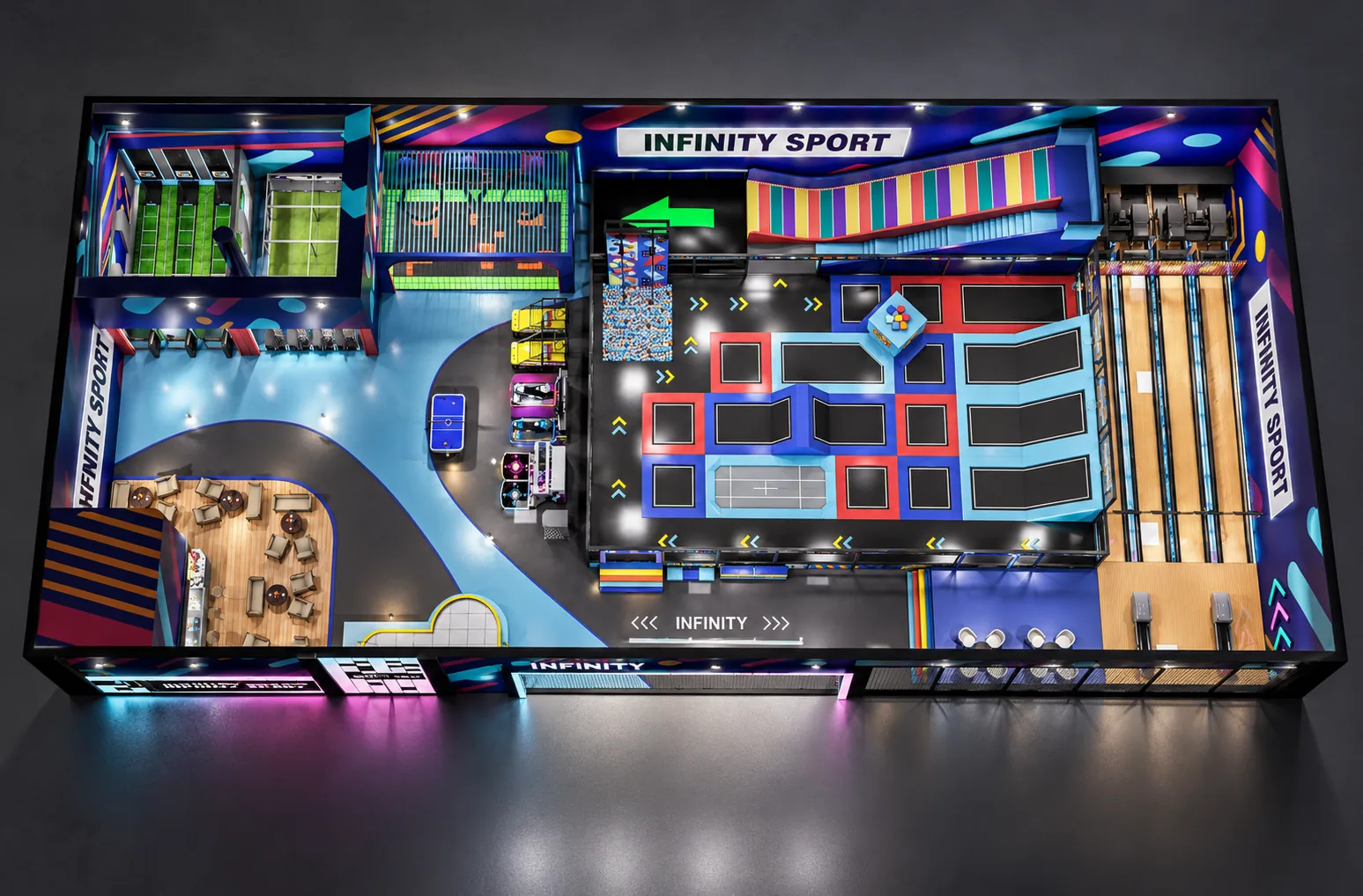 Hungary indoor sportainment venue layout concept