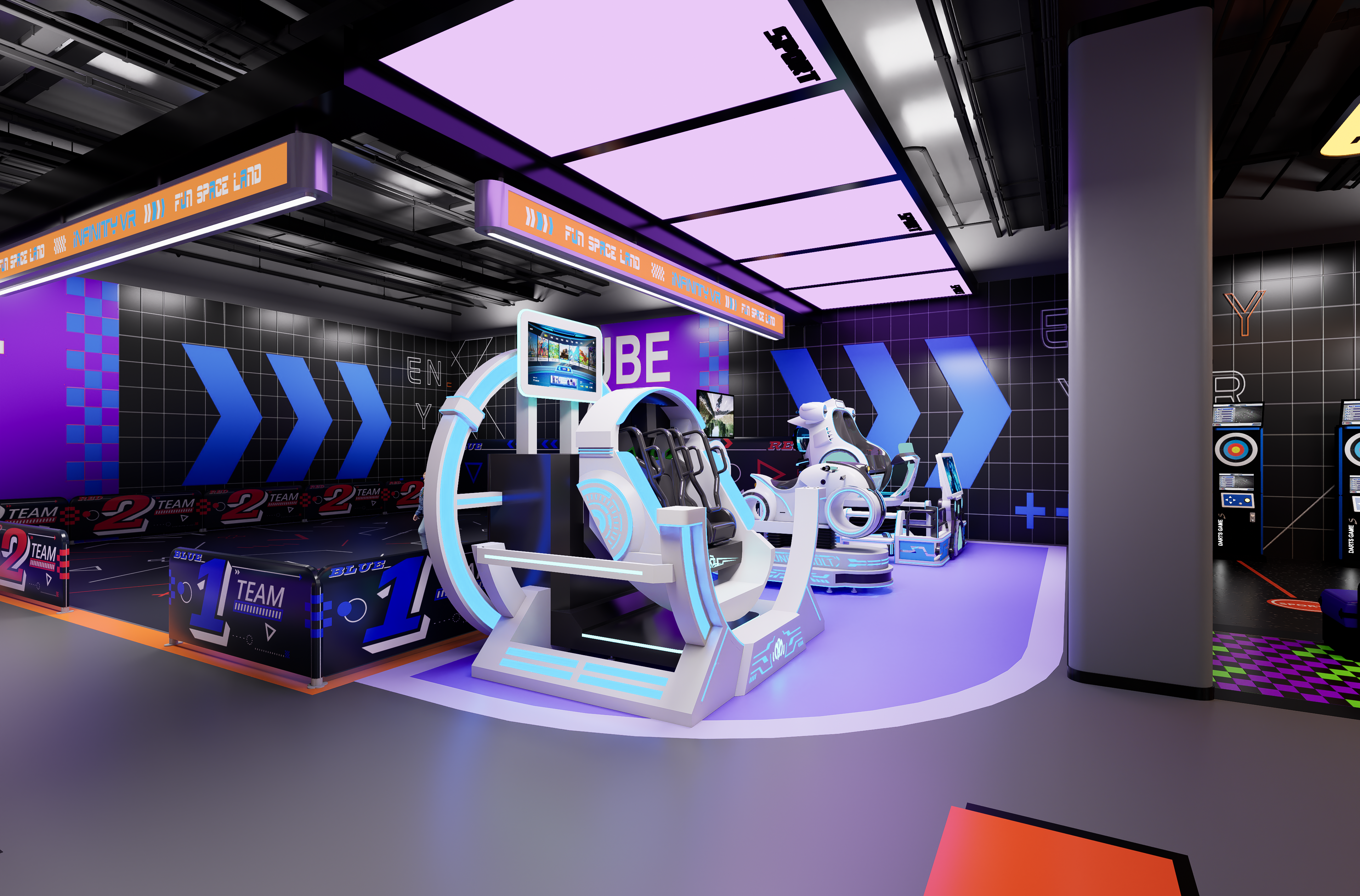Germany VR entertainment zone concept with immersive ride equipment