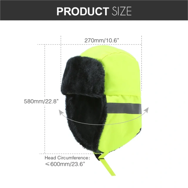 High Reflective Hi-vis Winter Hat, Aviator Trooper Hat Insulation Ski Hat