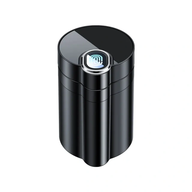 Car Ashtray with Lid Smell Proof Smokeless Ashtray Mini Car Trash Can Detachable Stainless Steel Ash Tray with Led