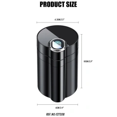 Car Ashtray with Lid Smell Proof Smokeless Ashtray Mini Car Trash Can Detachable Stainless Steel Ash Tray with Led