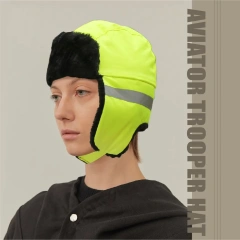 High Reflective Hi-vis Winter Hat, Aviator Trooper Hat Insulation Ski Hat