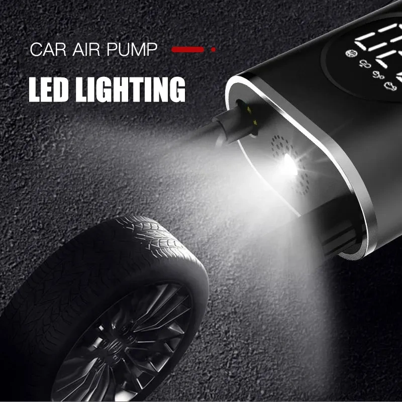 Rechargeable Digital Tire Inflator With LED light Wireless Car Tyre Compressor 2000 mAHx2