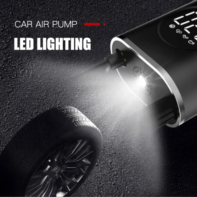 Rechargeable Digital Tire Inflator With LED light Wireless Car Tyre Compressor 2000 mAHx2