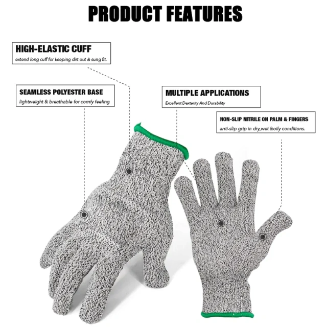 ANSI Cut Level 5 Work Construction Gloves
