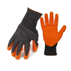 ANSI Cut Level 9 Rubber Latex Coated for Work Construction Crinkle Pattern Nitrile Latex Dip Glove