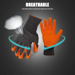 ANSI Cut Level 9 Rubber Latex Coated for Work Construction Crinkle Pattern Nitrile Latex Dip Glove