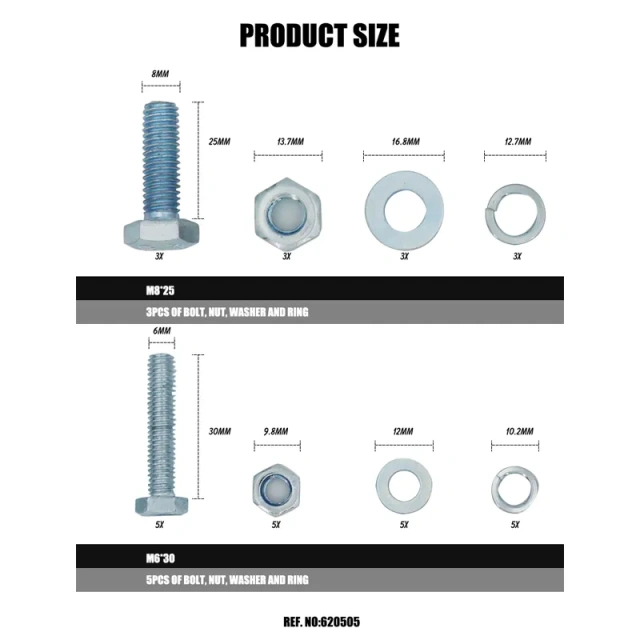 Nut and Bolt 32pcs Assortment Hex Nuts multi-layer gavanizztion