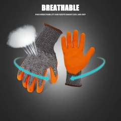 ANSI Cut Level 8 Rubber Latex Coated for Work Construction Crinkle Pattern Nitrile Latex Dip Glove