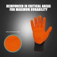 ANSI Cut Level 9 Rubber Latex Coated for Work Construction Crinkle Pattern Nitrile Latex Dip Glove