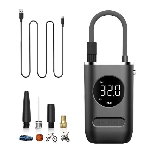 Rechargeable Digital Tire Inflator With LED light Wireless Car Tyre Compressor 2000 mAHx2