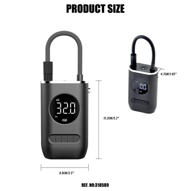 Rechargeable Digital Tire Inflator With LED light Wireless Car Tyre Compressor 2000 mAHx2