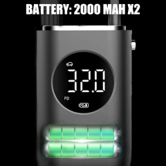 Rechargeable Digital Tire Inflator With LED light Wireless Car Tyre Compressor 2000 mAHx2