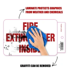 Heavy Duty Fire Extinguisher Inside Truck Decal Sign Self Adhesive