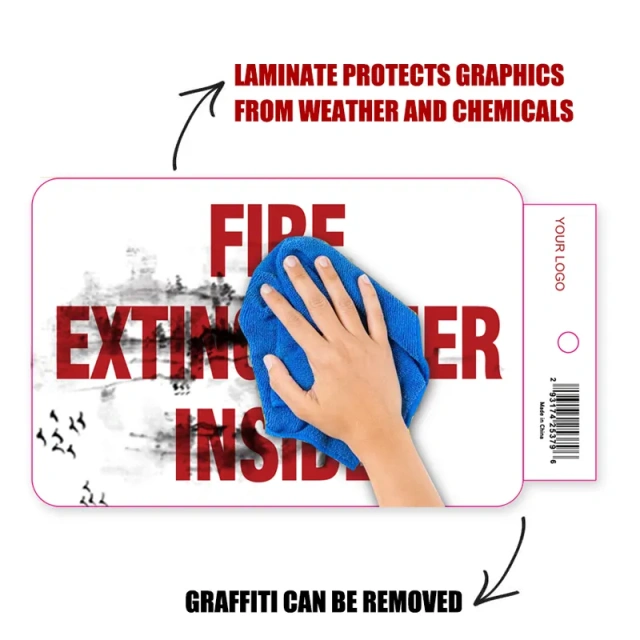 Heavy Duty Fire Extinguisher Inside Truck Decal Sign Self Adhesive