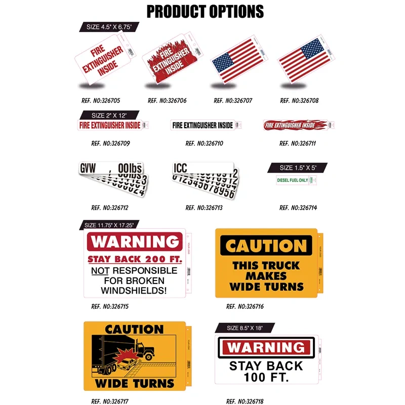 Heavy Duty Fire Extinguisher Inside Truck Decal Sign Self Adhesive