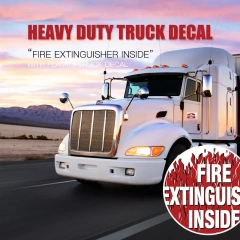 Heavy Duty Fire Extinguisher Inside with Flames Truck Decal Sign Self Adhesive
