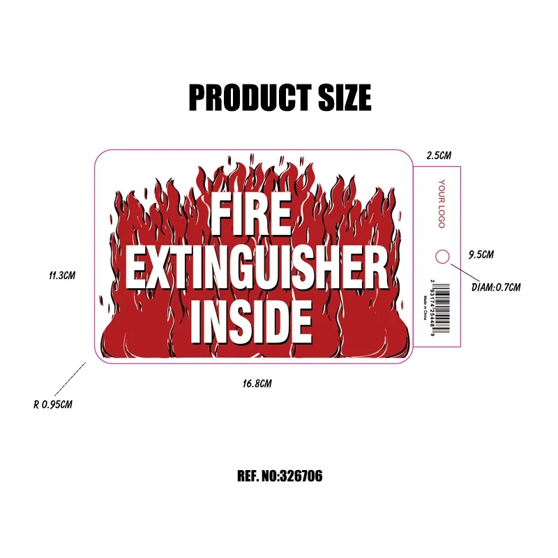 Heavy Duty Fire Extinguisher Inside with Flames Truck Decal Sign Self Adhesive