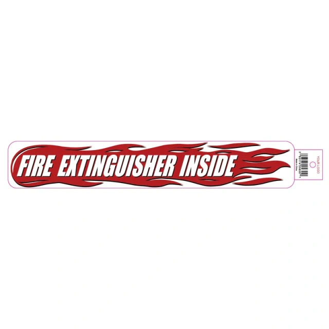 Heavy Duty Fire Extinguisher Inside Truck Decal With Flames Graphic Sign Self Adhesive