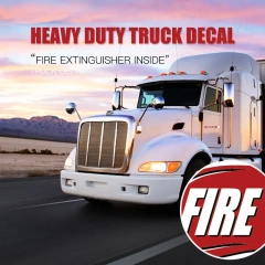 Heavy Duty Fire Extinguisher Inside Truck Decal With Flames Graphic Sign Self Adhesive