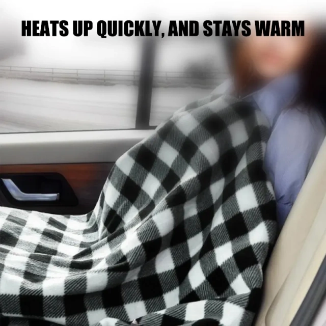 Electric Car Blanket Heated 12 Volt Travel Throw For Car and RV For Cold Weather